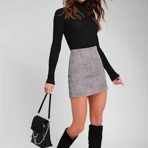 High Class Light Grey Corduroy Mini Skirt Small